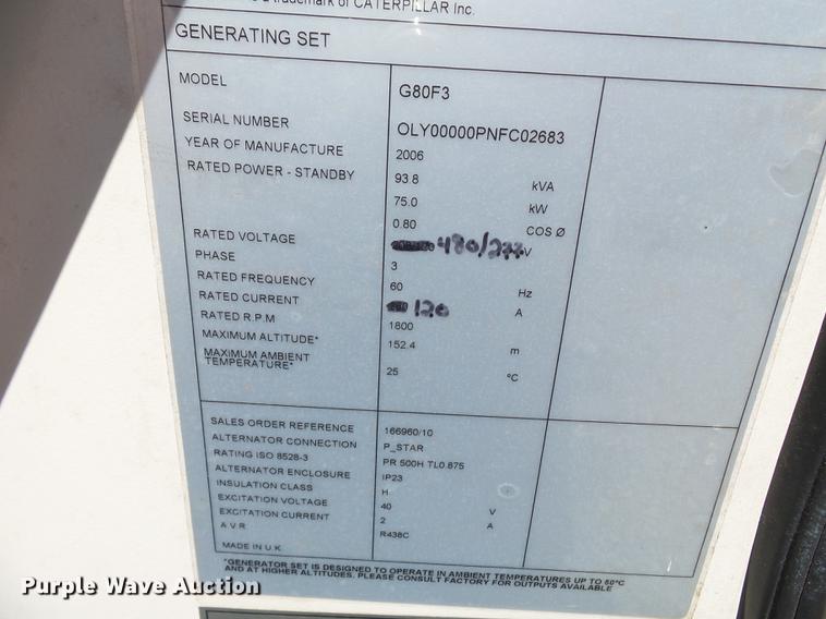 image for item DD2285 2006 Olympian G80F3 generator