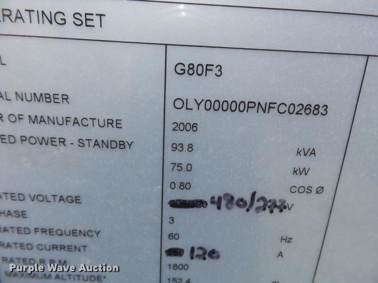 image for item DD2285 2006 Olympian G80F3 generator