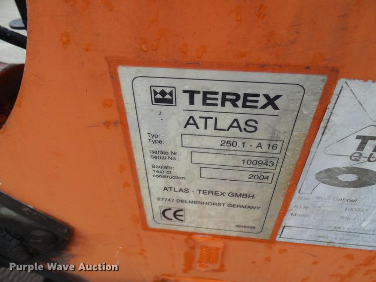 image for item DF7176 2004 Atlas/terex 250.IV truck crane bed