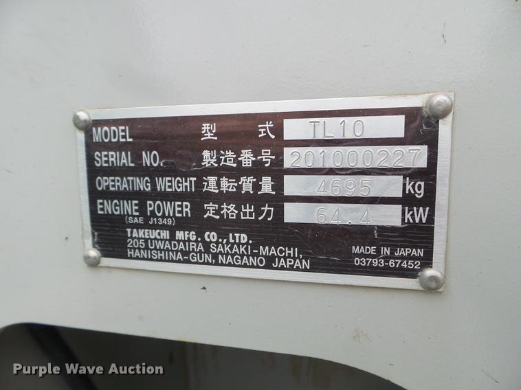 image for item EJ9060 2013 Takeuchi TL10 skid steer