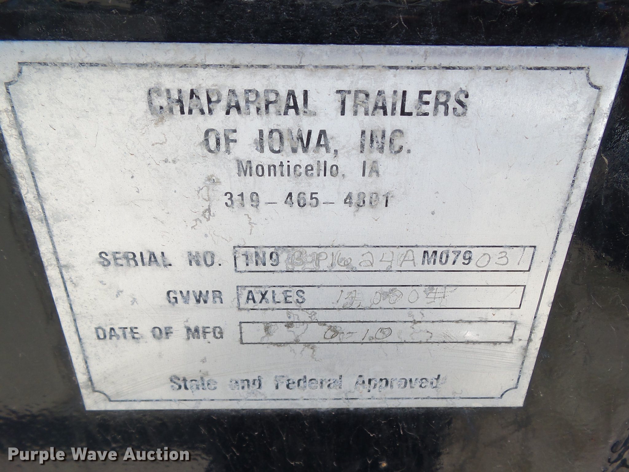 2010 Chaparral dump trailer in Ottumwa, IA Item EM9151 sold Purple Wave