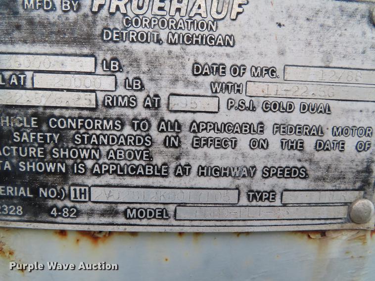 image for item DE3415 1989 Fruehauf FBB9-FL1-28 dry van trailer