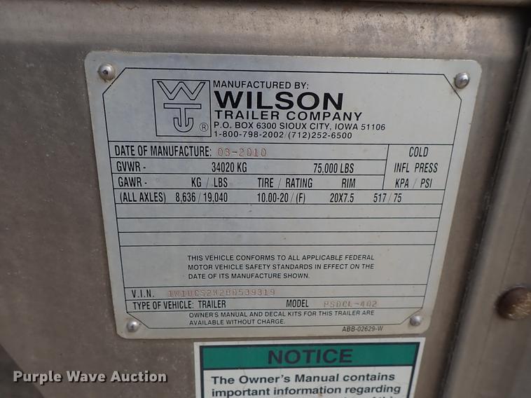 image for item DF8911 2011 Wilson Silver Star PSDCL-402 livestock trailer