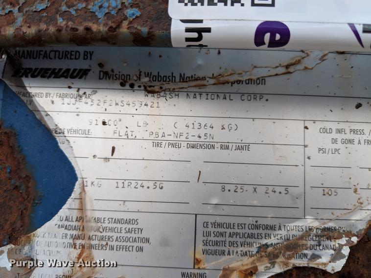 image for item DG3413 1998 Fruehauf PBA-NF2-45N flatbed trailer