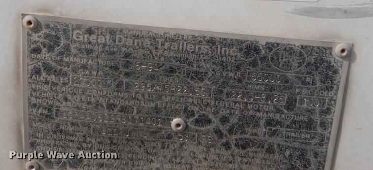 image for item EZ9989 1994 Great Dane 7911TJWNL53 dry van trailer