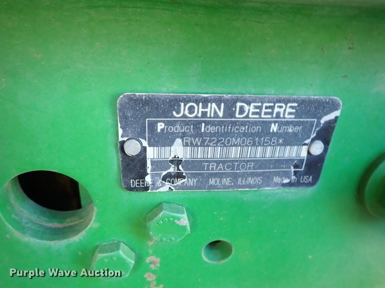 image for item DF1072 2007 John Deere 7220 MFWD tractor with side boom mower
