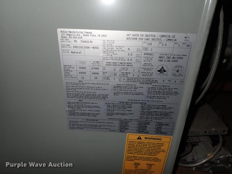 image for item FN9899 Modine PD75AE0130 High Efficiency II heater