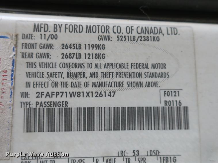 image for item DB8792 2001 Ford Crown Victoria Police Interceptor