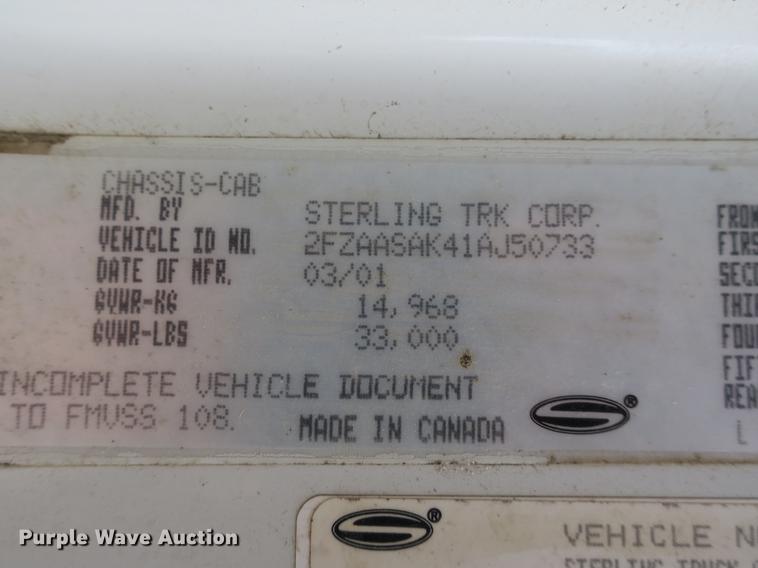 image for item DB8798 2001 Sterling L-Line dump truck