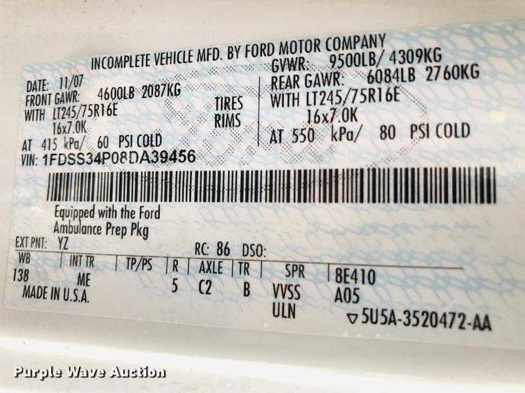 image for item DC8708 2008 Ford E350 Super Duty ambulance