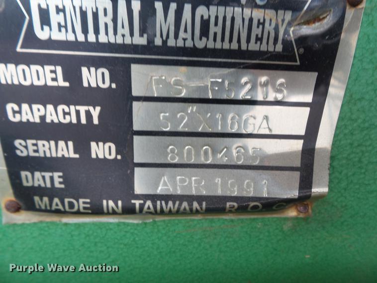 image for item DD2263 1991 Central Machinery FS-F5215 metal shear