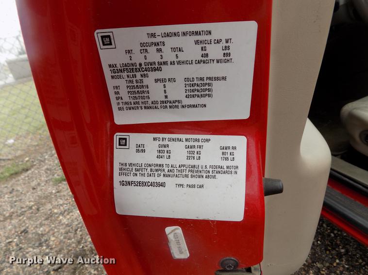 image for item DE1211 1999 Oldsmobile Alero