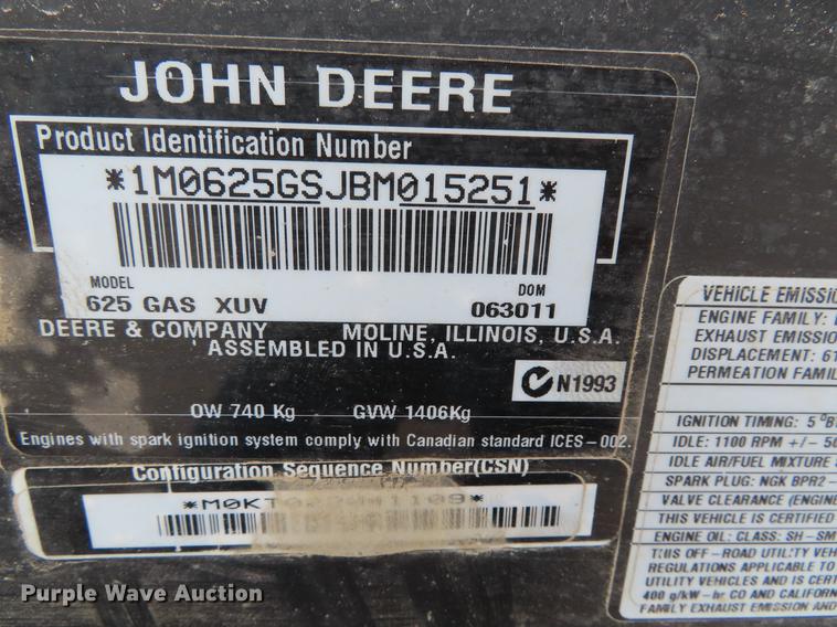 image for item DE3424 2011 John Deere 625i Gator utility vehicle