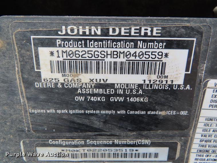 image for item DE3426 2012 John Deere 625i Gator utility vehicle