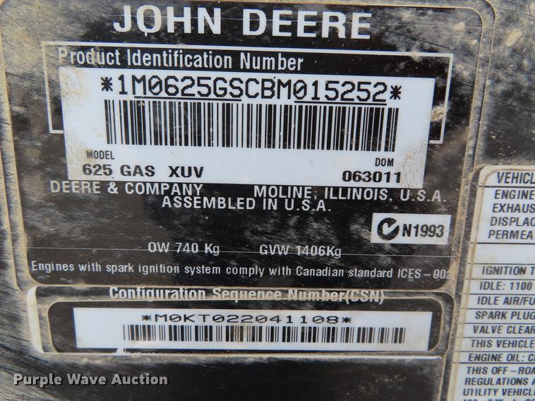 image for item DE3429 2011 John Deere 625i Gator utility vehicle