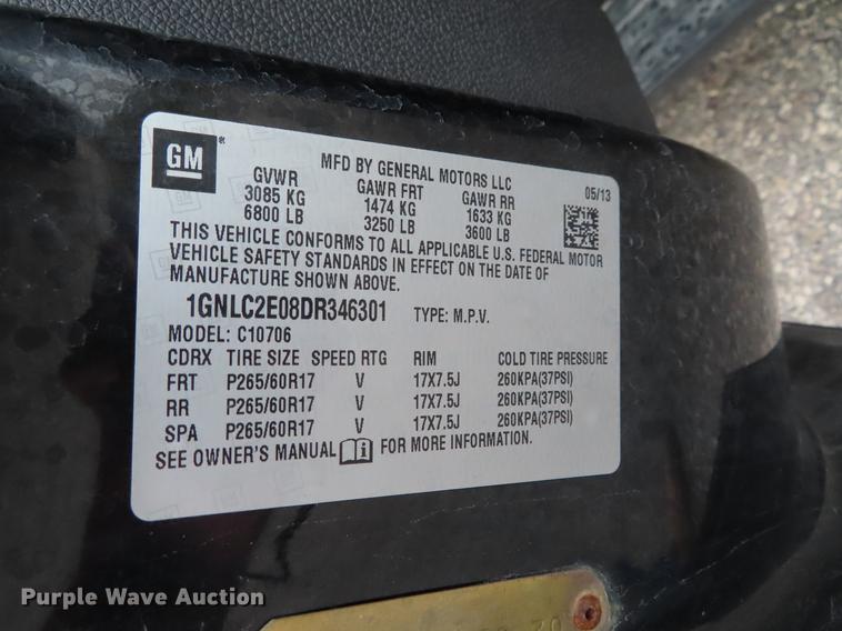 image for item DE3435 2013 Chevrolet Tahoe Police SUV