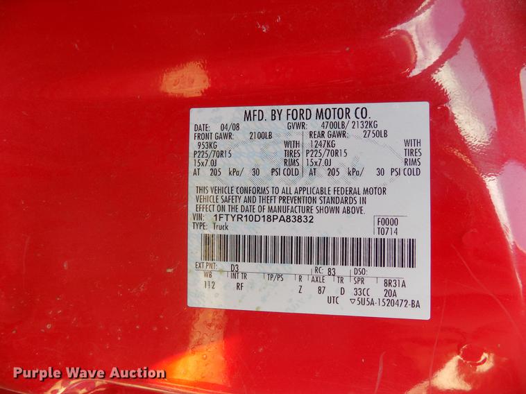 image for item DF4469 2008 Ford Ranger pickup truck