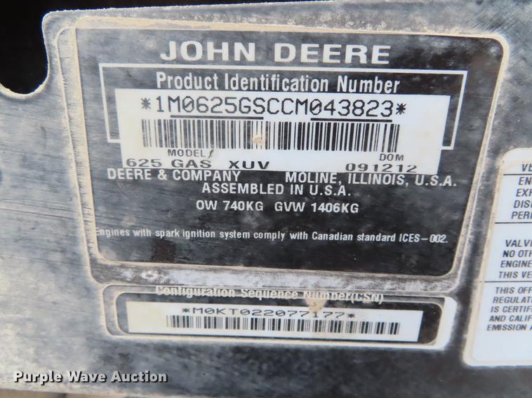 image for item DF7706 2012 John Deere 625i Gator utility vehicle