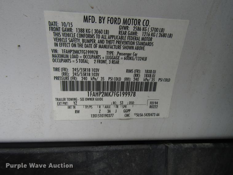 image for item DF7998 2015 Ford Taurus Police Interceptor