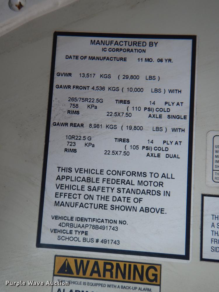 image for item DG0980 2008 International CE 300 school bus