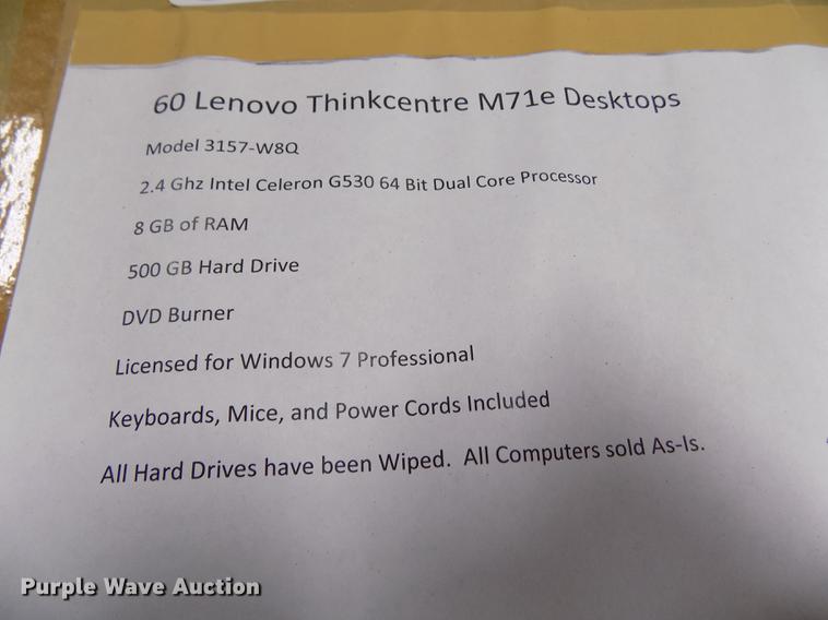 image for item FA9695 (60) Lenovo ThinkCentre m71e CPUs
