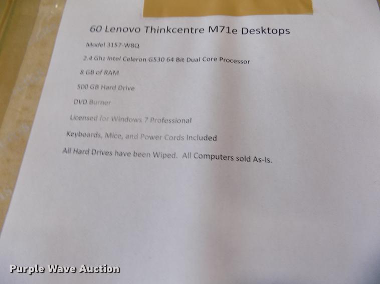 image for item FA9700 (60) Lenovo ThinkCentre m71e CPUs