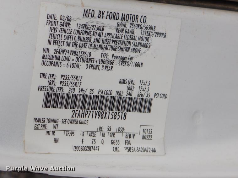 image for item FH9282 2008 Ford Crown Victoria Police Interceptor