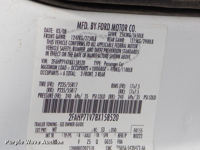 image for item FH9283 2008 Ford Crown Victoria Police Interceptor