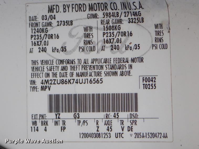 image for item FH9284 2004 Mercury Mountaineer SUV