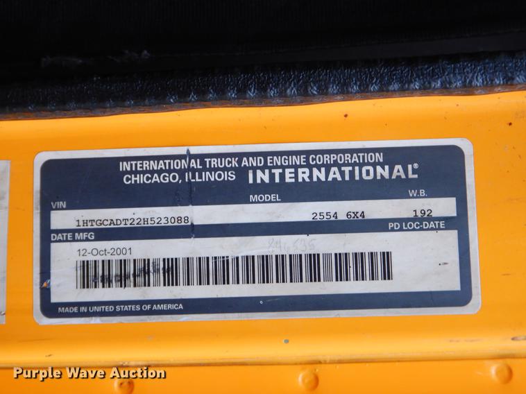 image for item FH9345 2002 International 2554 dump truck