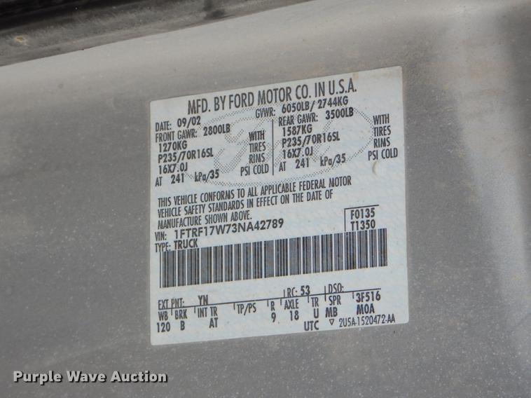 image for item FH9382 2003 Ford F150 pickup truck