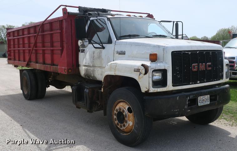 image for item DB8801 1990 GMC C6000 flat dump bed truck