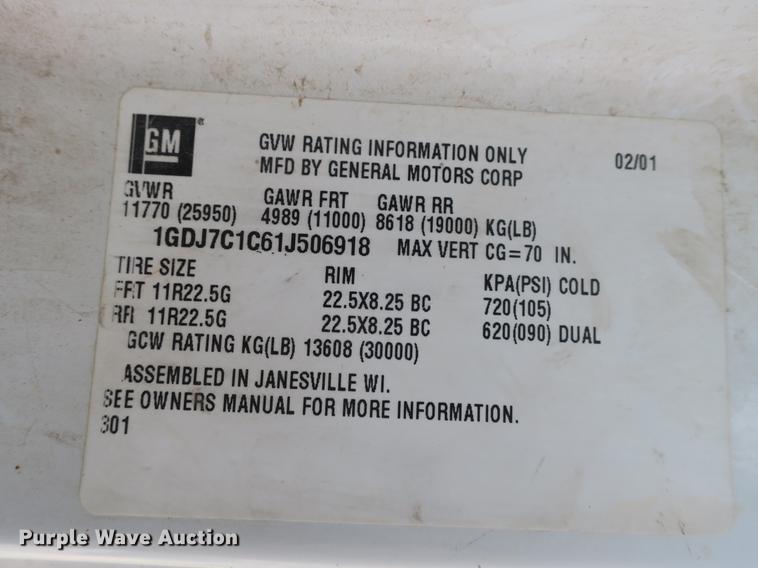 image for item DB8804 2001 GMC T6500 box truck