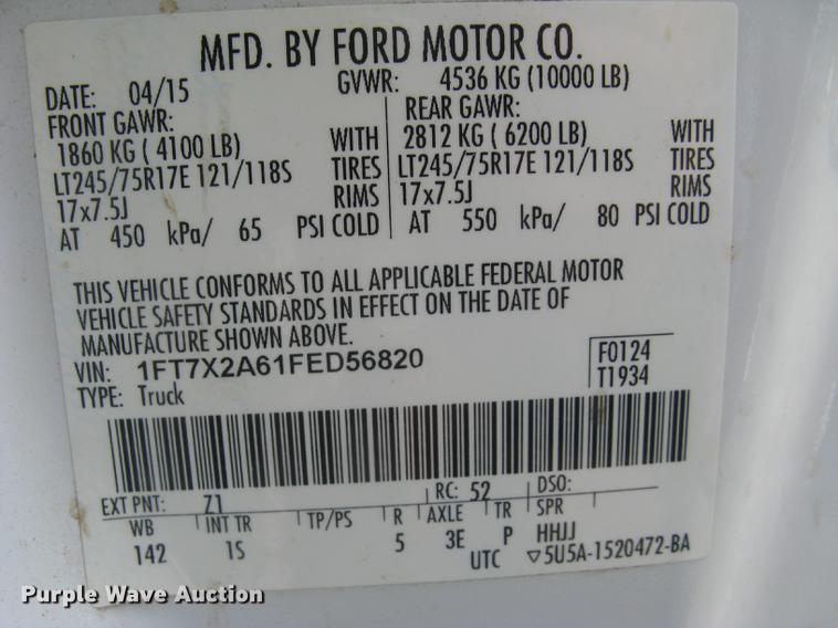 image for item DC1358 2015 Ford F250 Super Duty XL SuperCab pickup truck