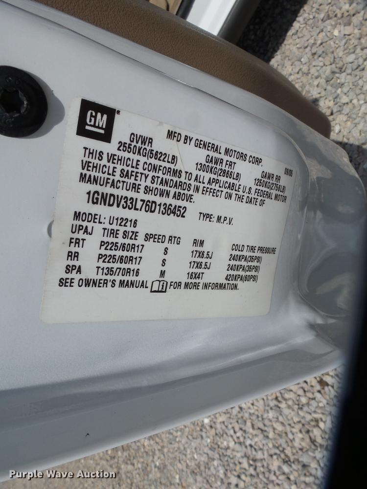 image for item DD2278 2006 Chevrolet Uplander van