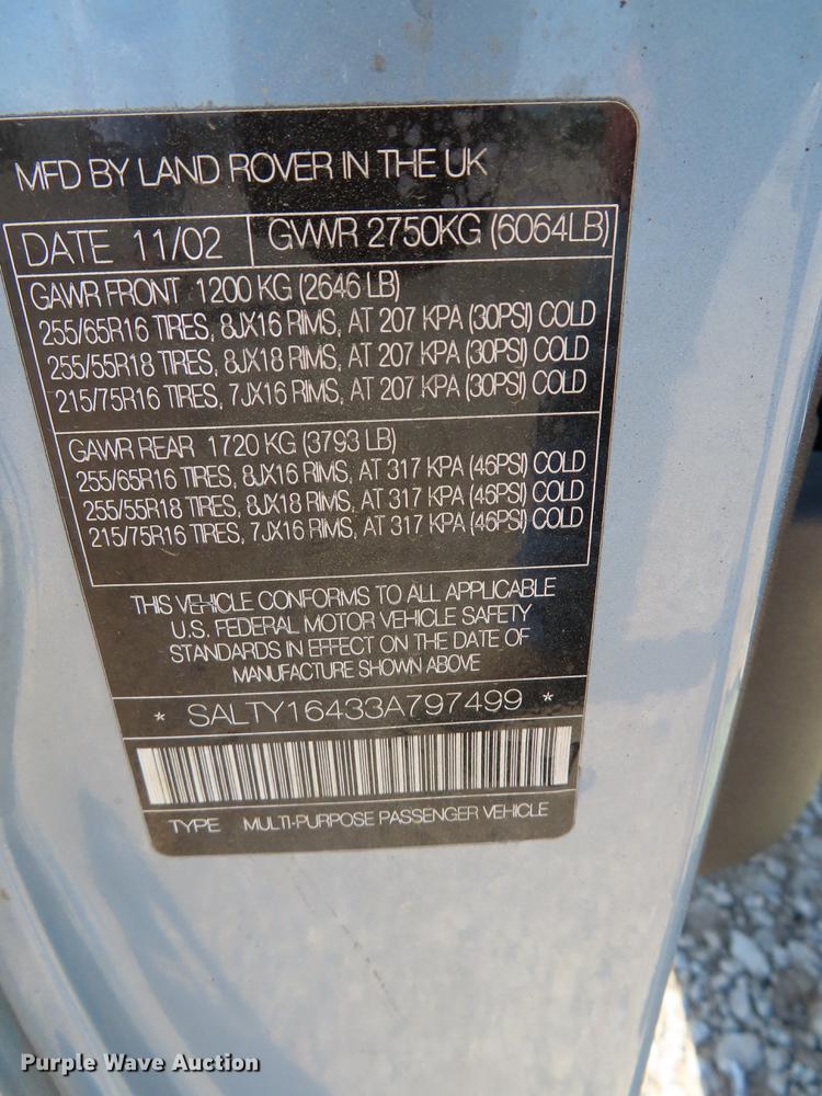 image for item DE3482 2003 Land Rover Discovery SUV