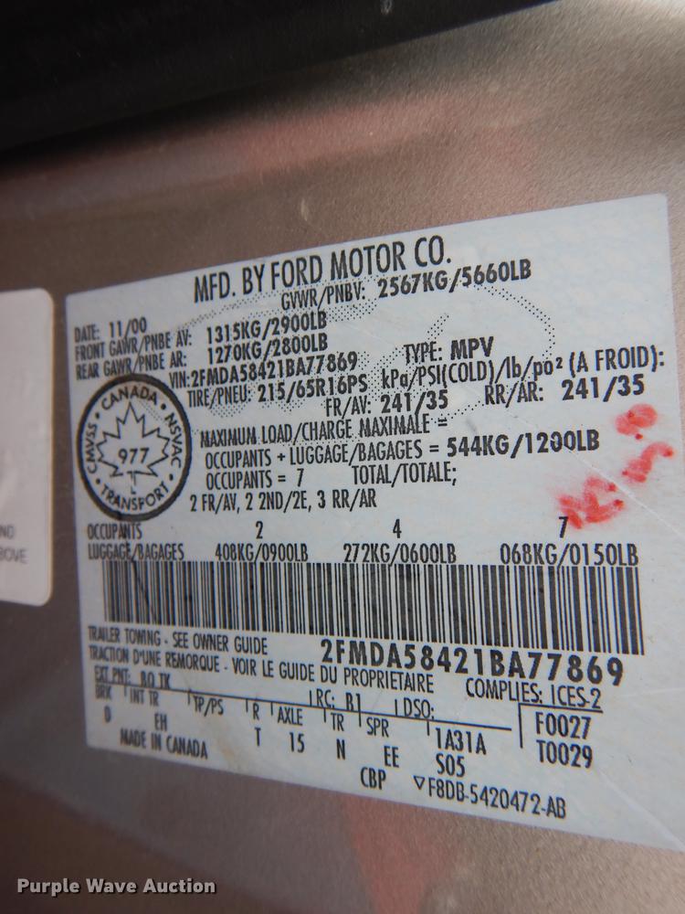 image for item DE8360 2001 Ford Windstar Limited van