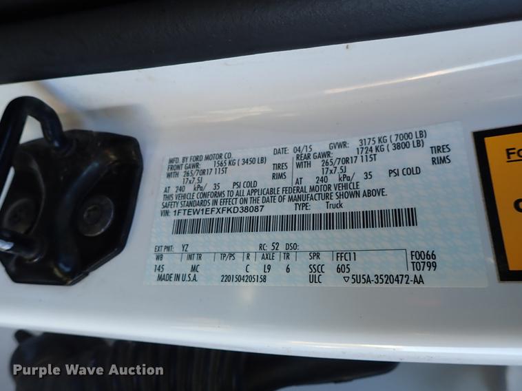 image for item DF1128 2015 Ford F150 SuperCrew pickup truck