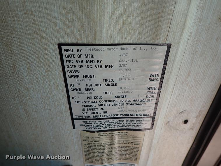 image for item DF1132 1987 Chevrolet P30 Fleetwood Southwind RV