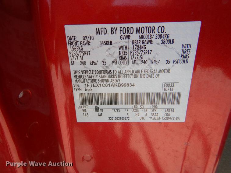 image for item DG0960 2010 Ford F150 XLT SuperCab pickup truck