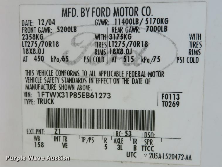 image for item DG3997 2005 Ford F350 Super Duty XL SuperCab pickup truck