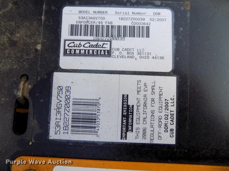 image for item DZ9690 2007 Cub Cadet Enforcer 48FAB ZTR lawn mower