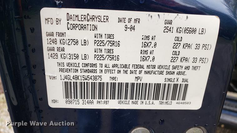 image for item EN9907 2005 Jeep Liberty SUV