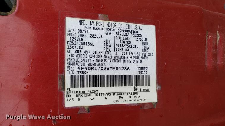 image for item EN9911 1997 Mazda B4000 Cab Plus pickup truck