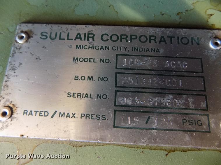 image for item FG9253 Sullair 10B-25AC screw type compressor