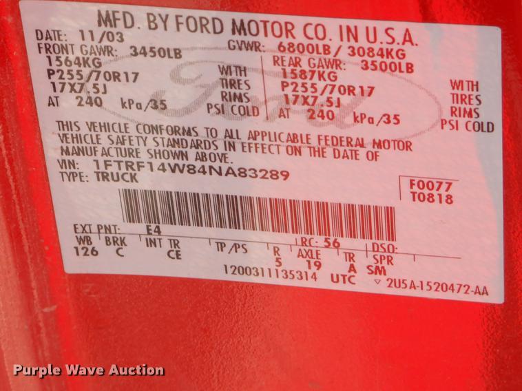 image for item FH9300 2004 Ford F150 STX pickup truck