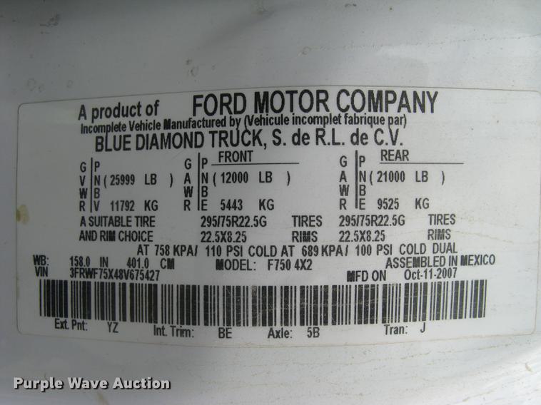 image for item DC1355 2008 Ford F750 Super Duty service truck