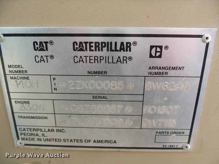image for item DC5245 1995 Caterpillar 140H VHP motor grader
