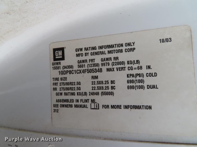 image for item DE3417 2004 GMC C8500 dump truck