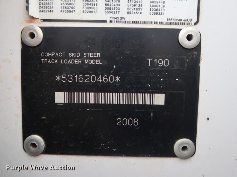 image for item DG3445 2008 Bobcat T190 skid steer